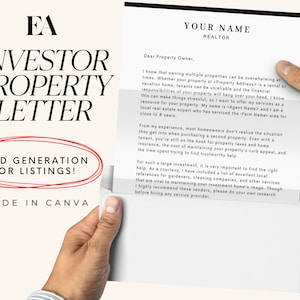 Anuncios publicitarios de bienes raíces, agricultura de bienes raíces, carta de propietario de vivienda, carta de inversionista, marketing de bienes raíces, plantilla de Canva editable, carta al vendedor