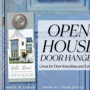Open House Door Hanger For Real Estate, Real Estate Open House Flyer Template, Realtor Door Knocking, Real Estate Farming Postcard, Door Tag