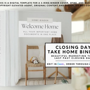 Real Estate Home Binder, Realtor Closing Exit Packet, Home Buyer Guide Realtor Checklist, Real Estate Marketing, Realtor Binder Closing Gift