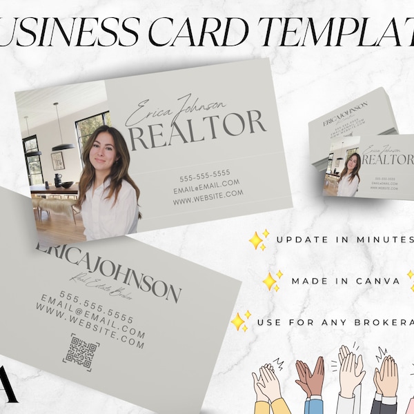 Business Card Template, Real Estate Business Card, Real Estate Farming, Real Estate Marketing, Canva Business Card, Custom Business Card