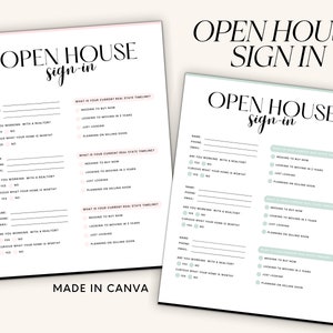 Editable Open House Sign In Sheet, Realtor Open House Form, Real Estate Marketing, Real Estate Printable, Canva Template, Instant Download