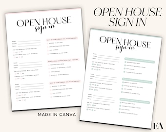 Bearbeitbares Open House-Anmeldeblatt, Makler Open House-Formular, Wohnungsmarkting, druckbare Wohnung, Canva-Vorlage, Sofort-Download