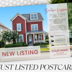 Real Estate Farming Postcard, Real Estate Marketing, Real Estate Postcard Template, Just Listed Postcard, Selling Postcard, Canva Postcard