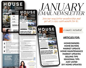 January Real Estate Email Newsletter Template: Realtor Marketing (Canva)