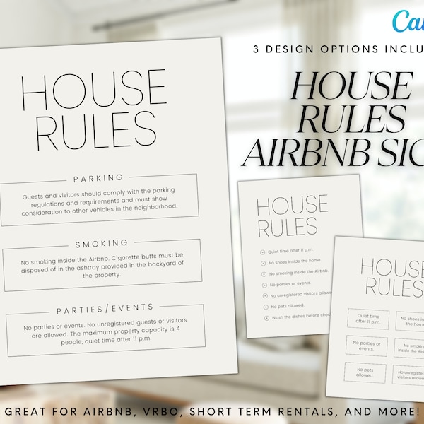 Cartel de bienvenida para anfitriones de Airbnb, alquiler vacacional imprimible, póster de llegada de huéspedes, plantilla para VRBO, cosas que debe saber, reglas de la casa de playa, Wifi
