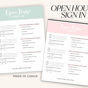 Editable Open House Sign In Sheet, Realtor Open House Form, Real Estate Marketing, Real Estate Printable, Canva Template, Instant Download