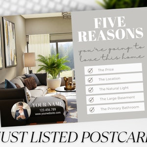 Real Estate Farming Postcard, Real Estate Marketing, Real Estate Postcard Template, Just Listed Postcard, Selling Postcard, Canva Postcard