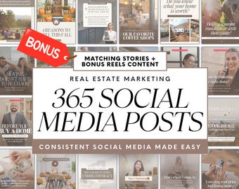 Real Estate Social Media Posts Bundle - Realtor Instagram Marketing Template (Canva)