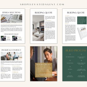 May include: A collage of images showcasing the process of building a custom home. The images include a living room with a fireplace, a woman working on a laptop, and a green board with the steps of the building process.