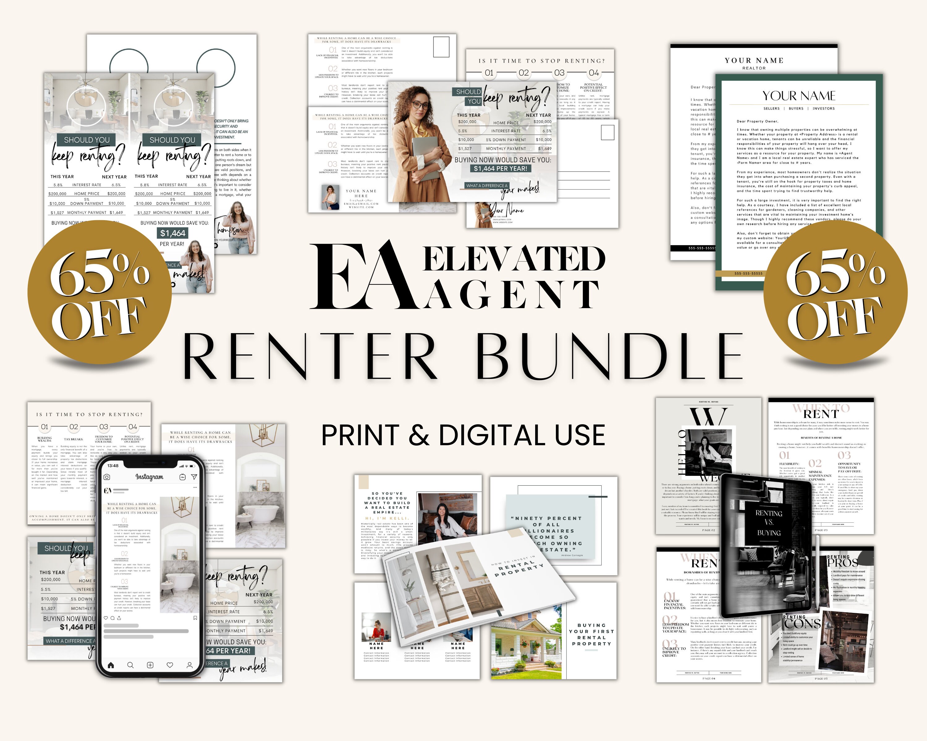Rent Vs Own Rent Vs Buy Renter Bundle Tired of Renting Etsy