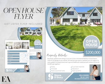 Real Estate Open House Flyer Template, Realtor Marketing (Canva)