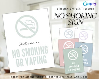 Airbnb No Smoking/Vaping Sign, Canva Design (Digital Download)