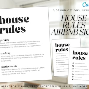 Airbnb Sign Template, Editable Airbnb Signs, House Rules Sign, VRBO Sign, VRBO Templates, Airbnb Printables, Host VRBO, Airbnb Printable