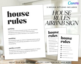 Modèle de panneau modifiable du règlement intérieur Airbnb (imprimable)