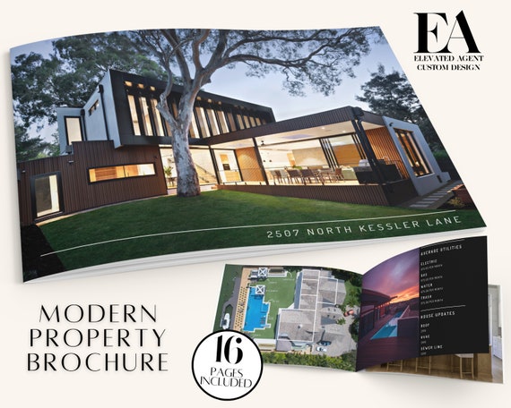 Modern Real Estate Brochure Template, Property Listing Flyer (Canva)