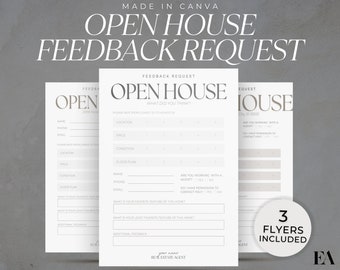 Open House Feedback, Editable Canva Template, Real Estate Open House Flyer, Real Estate Marketing, Realtor Open House, Instant Download