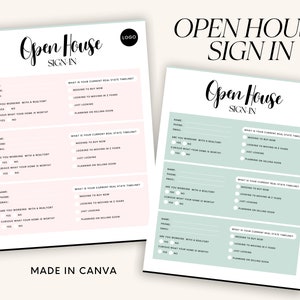 Editable Open House Sign In Sheet, Realtor Open House Form, Real Estate Marketing, Real Estate Printable, Canva Template, Instant Download