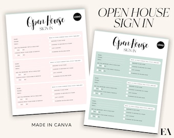 Bearbeitbares Open House-Anmeldeblatt, Makler Open House-Formular, Wohnungsmarkting, druckbare Wohnung, Canva-Vorlage, Sofort-Download