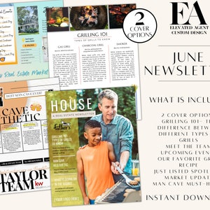 Real Estate Newsletter,  June Newsletter, Fathers Day Newsletter, Real Estate Marketing, Summer Newsletter, Real Estate Templates, Realtor