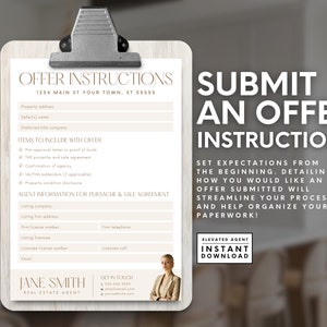 Real Estate Offer Instructions, Realtor Marketing, Real Estate Offer, Real Estate Template, Realtor Flyer, Offer Presentation, Canva