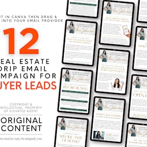 Real Estate Drip Email Template, Realtor Marketing, Transaction Coordinator, Buyer Email, Drip Campaign, Email Marketing, Canva Template