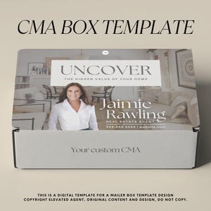 CMA Box Template, Realtor CMA Packet, Custom cma Box, Real Estate Mailer, Real Estate Marketing, CMA Mailer, Real Estate Canva, Home Seller