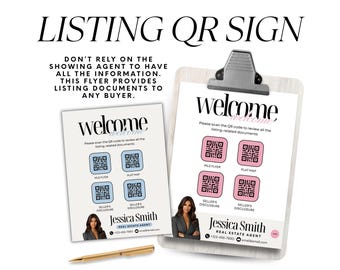 Real Estate Listing QR sign, Realtor Marketing Template in Canva