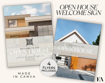 Open House Sign, Real Estate Open House Flyer, Editable Canva Template, Real Estate Marketing, Realtor Open House, Canva Instant Download