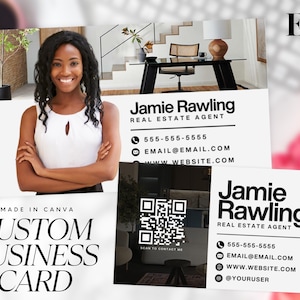 Real Estate Business Card, Realtor Marketing, Real Estate Template, Home Seller Card, Neighborhood Farming, QR Code, Printable Card, Canva