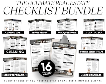Real Estate Checklist Bundle, Home Buyer & Seller Checklists, Realtor Marketing (Canva)