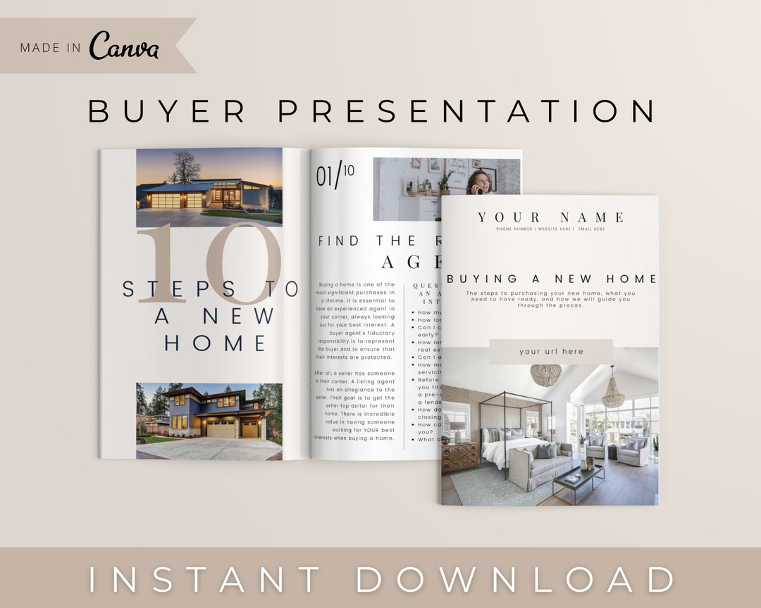 Buyer Presentation Creams real Estate Template Canva Real Etsy