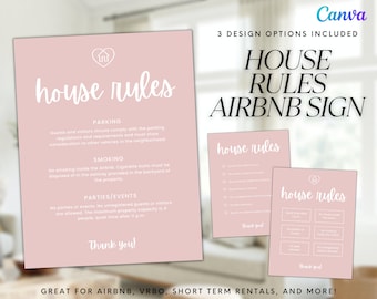 Modèle de panneau modifiable du règlement intérieur Airbnb