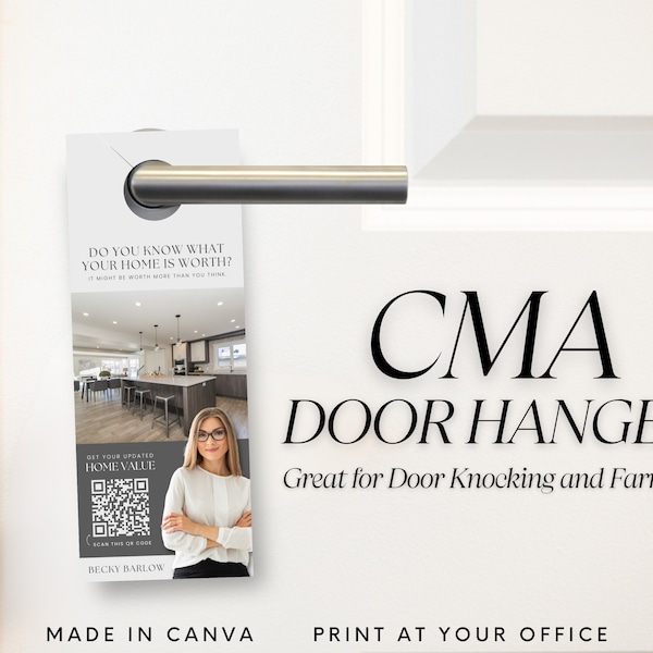CMA Door Hanger Real Estate Template Home Value Door Hanger Farming Door Hanger Neighborhood Marketing Template Comparable Market Analysis