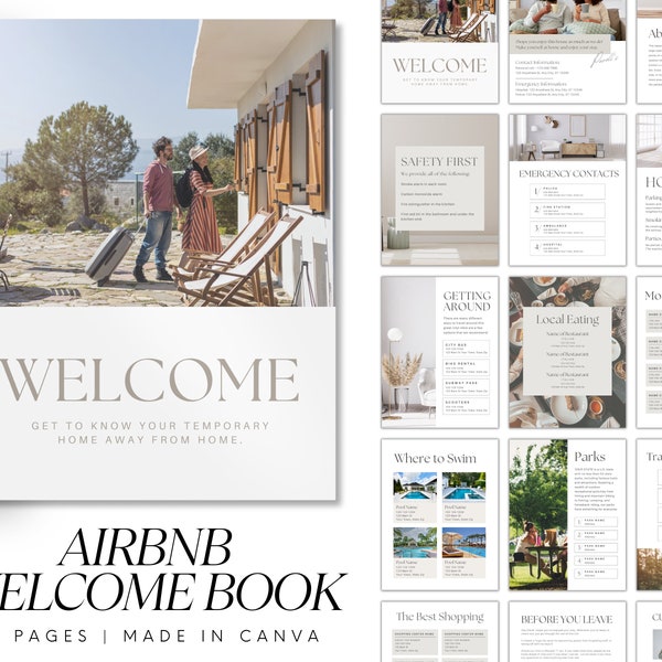 Modello di libro di benvenuto Airbnb, Libro di benvenuto VRBO, Libro degli ospiti di Airbnb, Libro di benvenuto per case vacanze, Modelli Airbnb, VRBO, Libro di benvenuto Canva