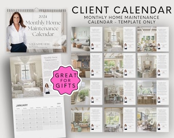 Real Estate Calendar, Home Maintenance Calendar, Client Gift, Home Buyer Guide, Custom Calendar, Real Estate Planner, Maintenance Checklist