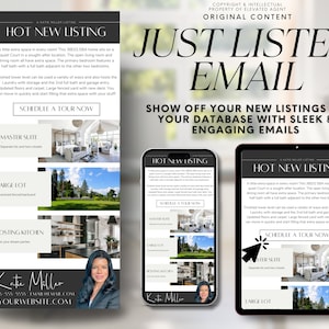 Just Listed Email, Real Estate Email Template, Realtor Marketing, Open House, Email Marketing, Listing Presentation, Real Estate Farming