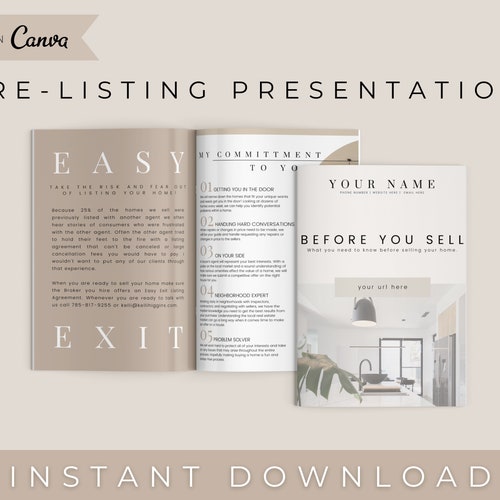 Seller Listing Presentation Cream real Estate Template Real Etsy