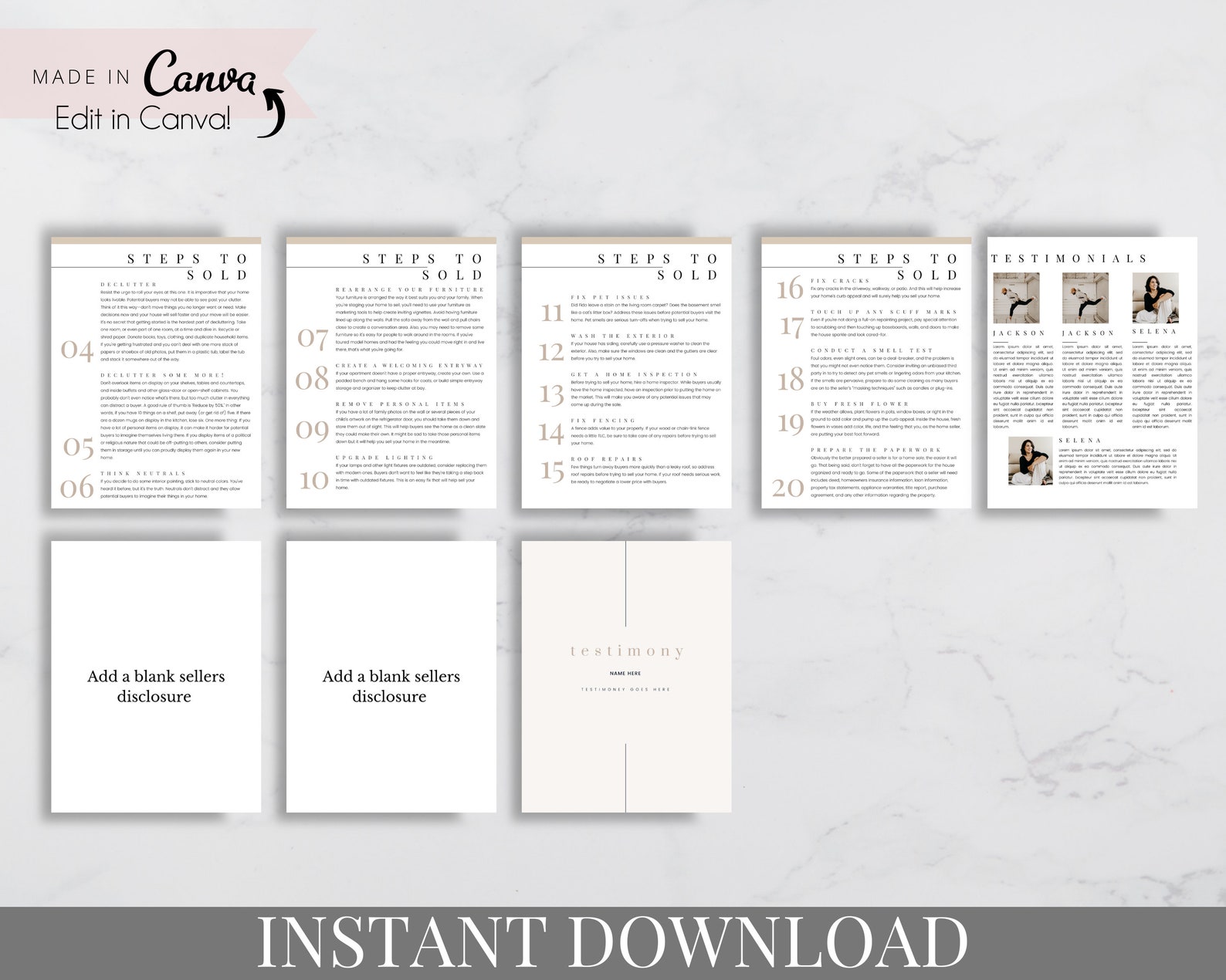 Prelisting Presentation Cream real Estate Templates Real Etsy