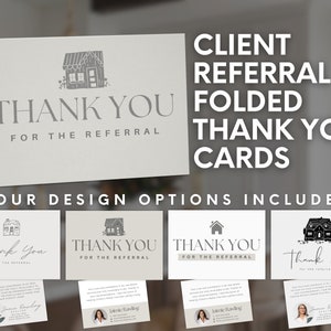 Real Estate Client Referral Folded Thank You Card, Agent Referral Card, Real Estate Template, Realtor Marketing, Real Estate Flyer, Canva