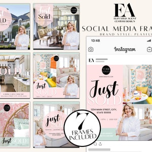 Real Estate Just Sold Social Media Template, Realtor Instagram, Real Estate Templates, Realtor Marketing, Real Estate Social Media, Canva