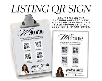 Listing QR sign Template, Real Estate Marketing (Canva)