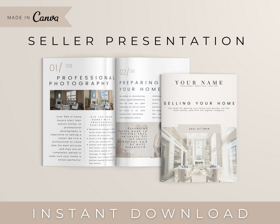 Seller Listing Presentation Cream real Estate Template, Real Estate Marketing, Seller Guide