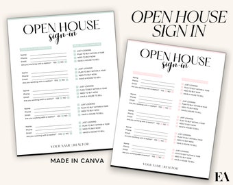 Bearbeitbares Open House-Anmeldeblatt, Makler Open House-Formular, Wohnungsmarkting, druckbare Wohnung, Canva-Vorlage, Sofort-Download