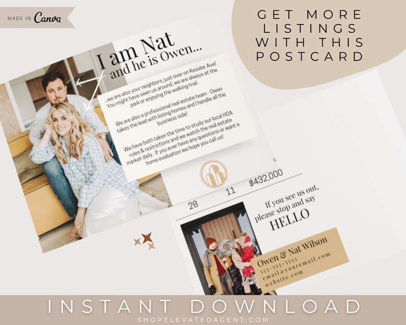 Real Estate Neighborhood Postcard Real Estate Marketing Real Etsy