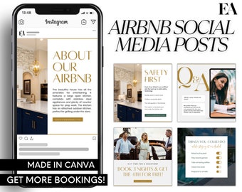 Airbnb-sjablonen voor sociale media, Canva-berichten voor een vakantiewoning
