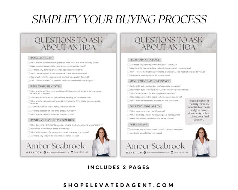 Hoa Questions Real Estate HOA Checklist Template, Questions to Ask About Homeowner ...