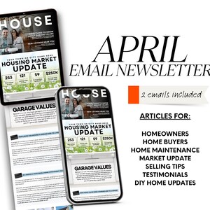 April Email Newsletter, Real Estate Easter Newsletter, Realtor Marketing, Newsletter Template, Spring Newsletter, Real Estate Farming, Canva