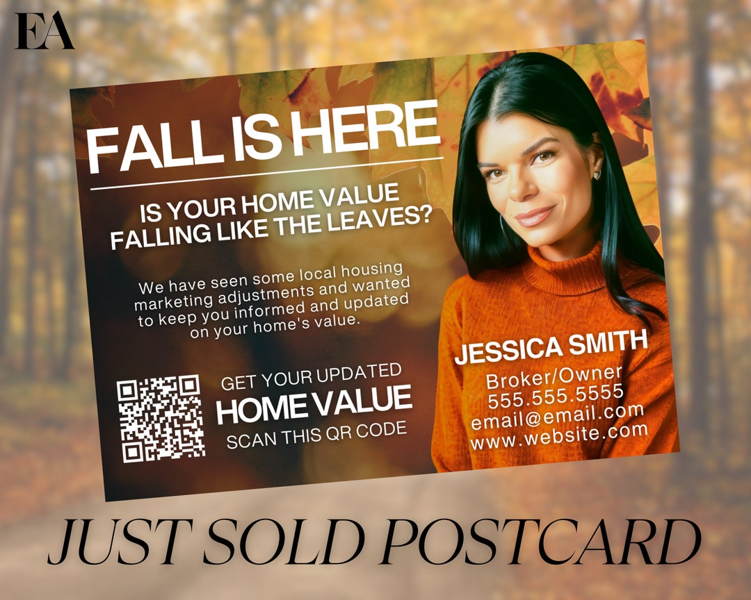 Real Estate Fall Postcard Realtor Postcard Just Sold Postcard Hello ...