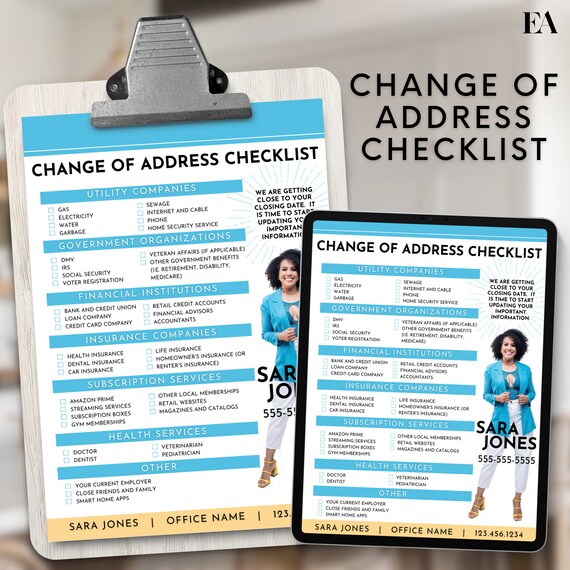 Realtor Moving Checklist | Change of Address Flyer (Digital)