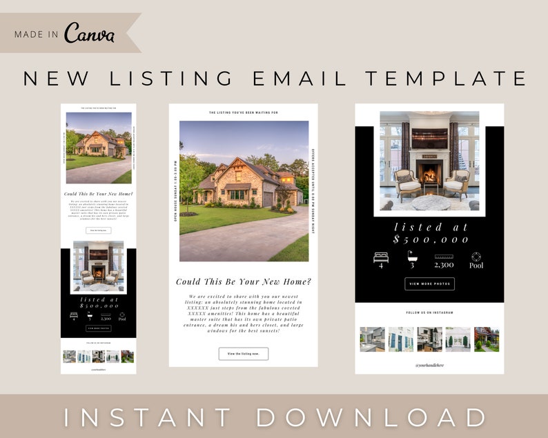 New Listing Email Template, Real Estate Marketing, Listing Presentation, Real Estate Newsletter Email, Real Estate Canva, Email Marketing